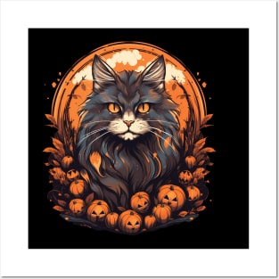 Maine Coon Cat Halloween, Cat Lover Posters and Art